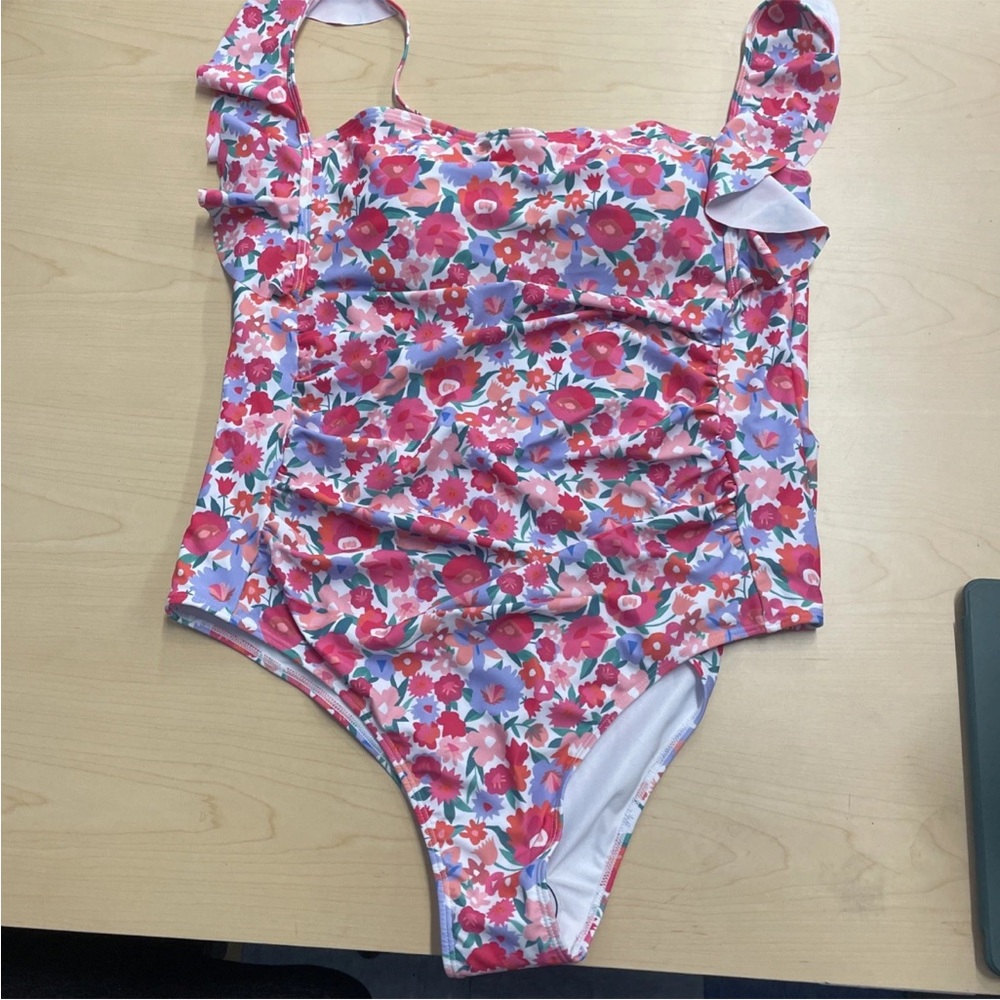 Chic Soul 3XL One Piece Swimsuit “Bahama Beauty” Pink Floral Plus Size Swim NWT - Picture 5 of 8